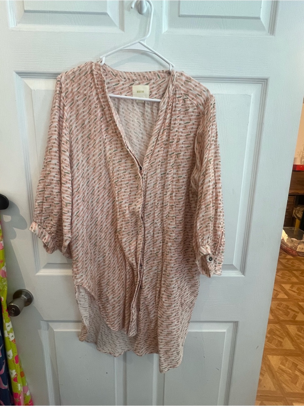 Maeve Dusty Pink Printed Button-Front Tunic